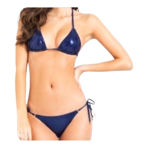 L'agent by Agent Provocateur | Sevilla Navy Metallic Bikini Top NWT sz Small - Picture 1 of 6